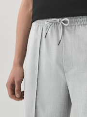 Light Grey Wide Leg Fit Side Stripe Smart Joggers - Image 4 of 9