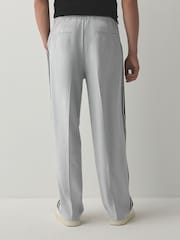Light Grey Wide Leg Fit Side Stripe Smart Joggers - Image 5 of 9