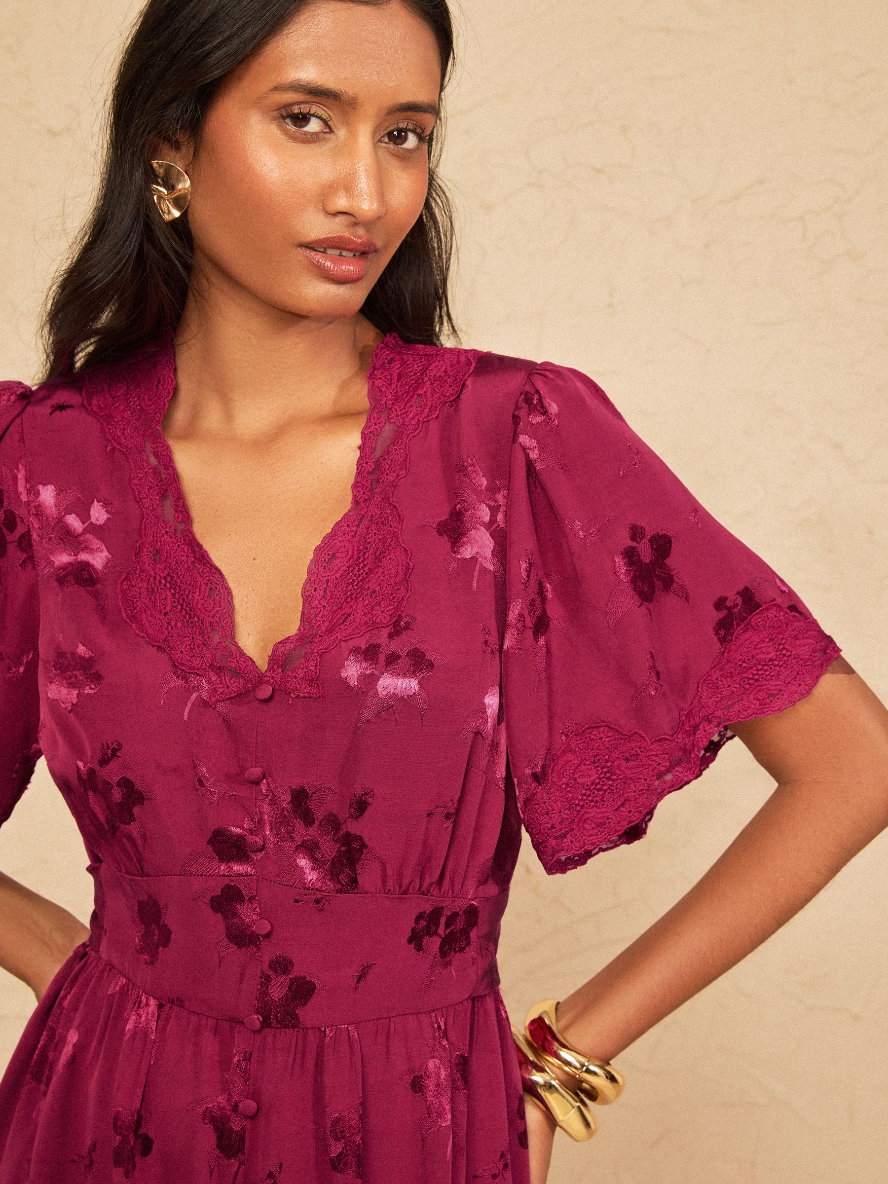 Buy Love & Roses Berry Red Petite Lace Midaxi Tea Dress from Next USA