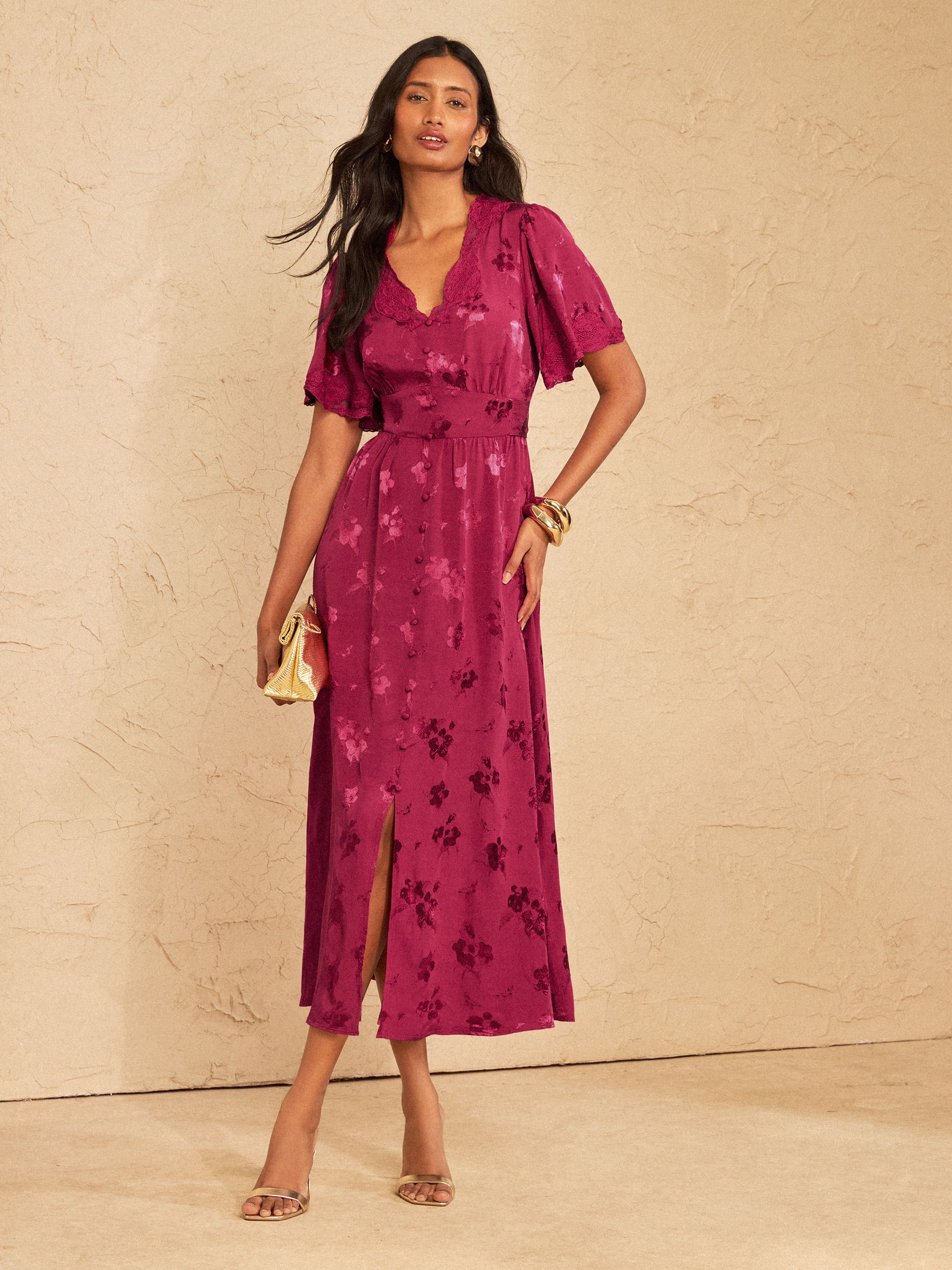 Buy Love & Roses Berry Red Petite Lace Midaxi Tea Dress from Next USA