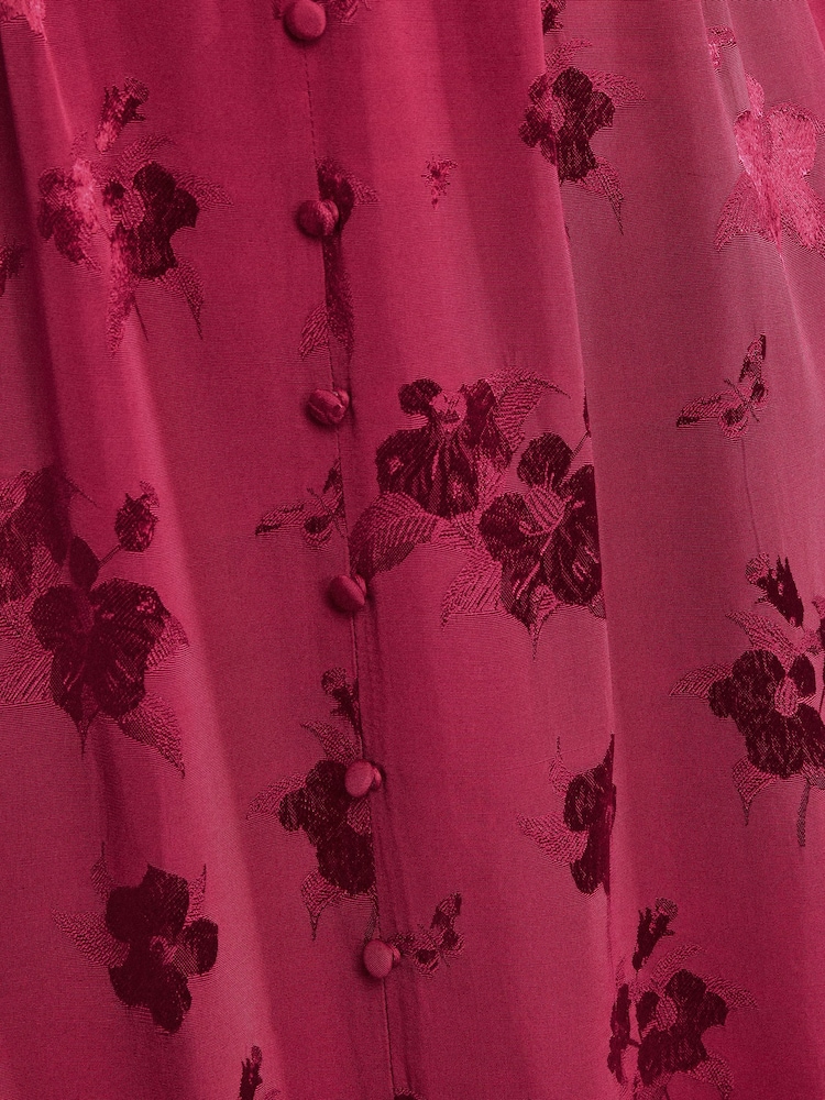 Love & Roses Berry Red Petite Lace Midaxi Tea Dress - Image 5 of 5