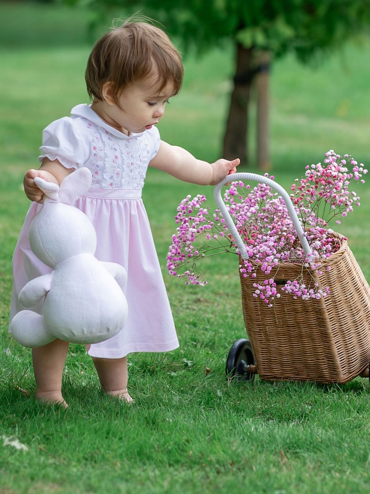 Emile Et Rose Pink Lilah Dress with Pretty Lace & Floral Embroidered Yoke Detail - Image 1 of 4