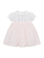 Emile Et Rose Pink Lilah Dress with Pretty Lace & Floral Embroidered Yoke Detail - Image 2 of 4