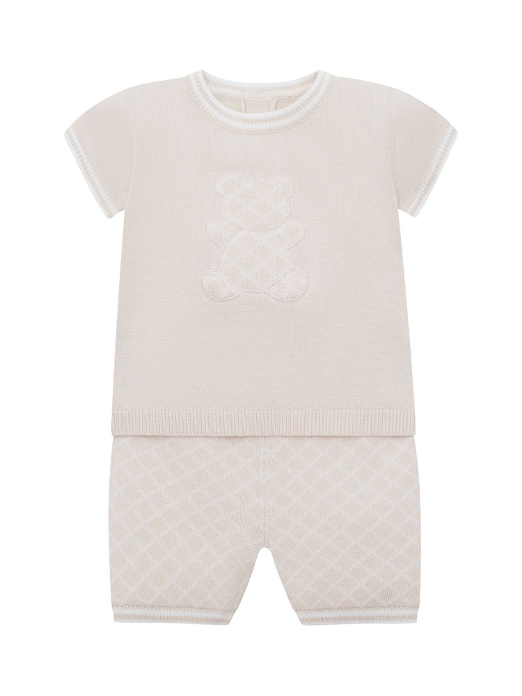 Emile Et Rose Lennox Knitted Top and Shorts Set 2 Piece with Bear Motif - Image 2 of 7
