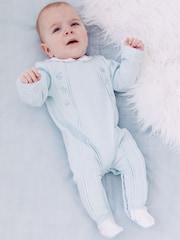 Emile Et Rose Blue Lewis All In One with Vertical Pleats, Toy Embroidery & Collar - Image 1 of 4