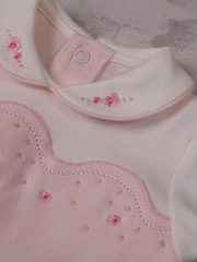 Emile Et Rose Pink Lavinia Romper Lower with Embroidered Scalloped Yoke - Image 4 of 4