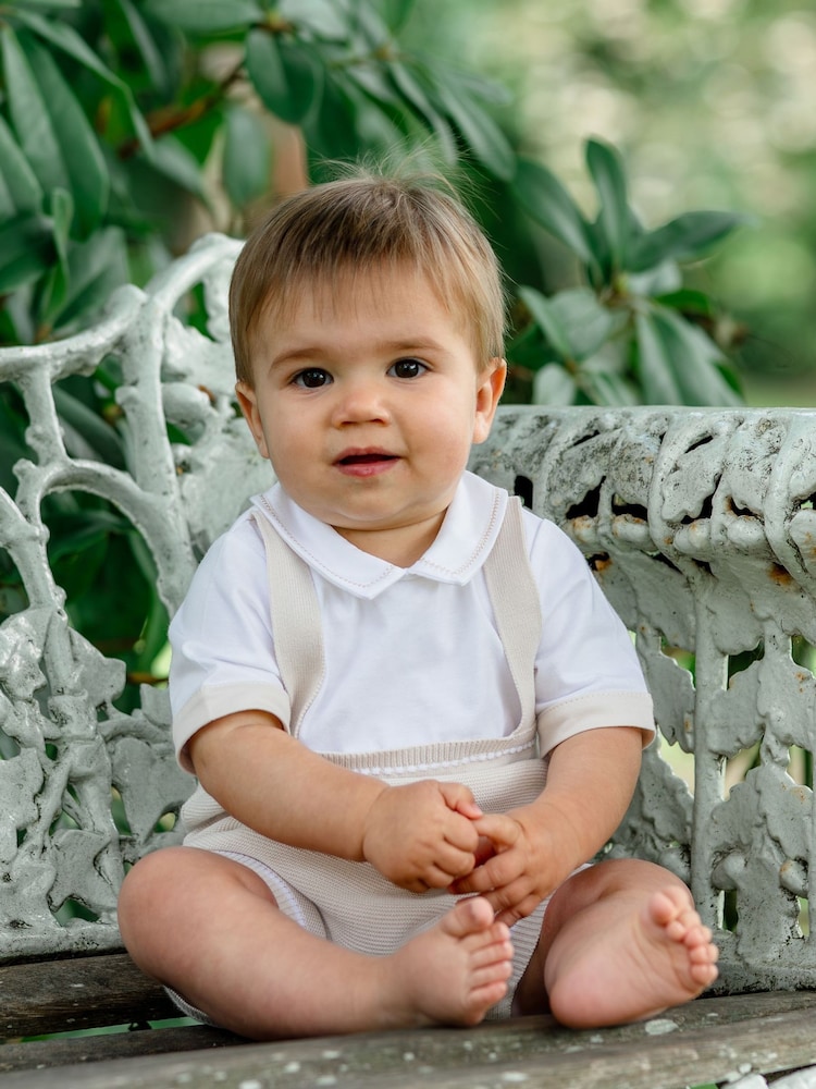 Emile Et Rose Lowe Knitted 2 in1 Romper with Braces & Mock Shirt - Image 1 of 4