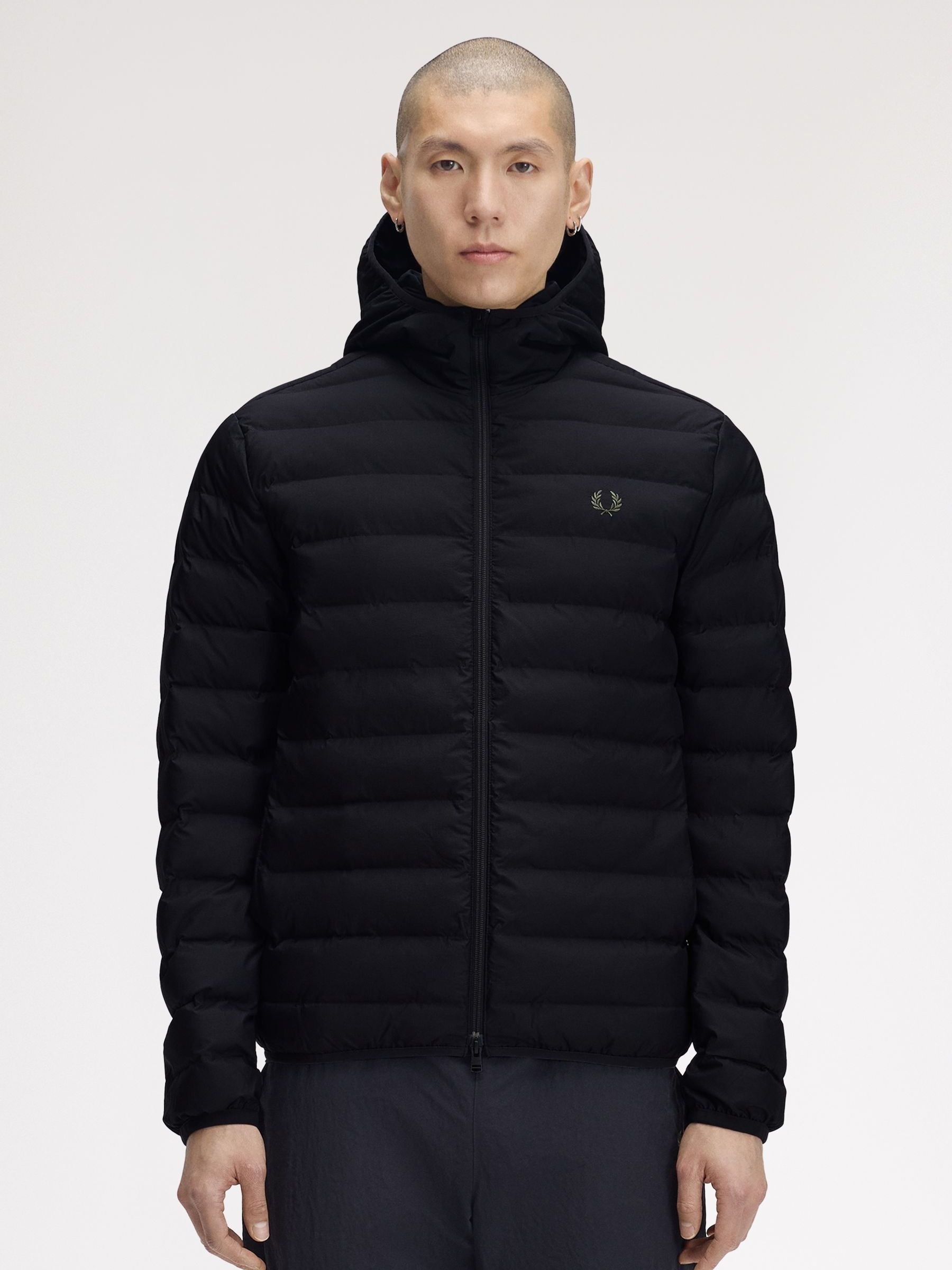 Fred Perry Men's Black Hooded Insulated Jacket - Size 44/Regular - Image 3