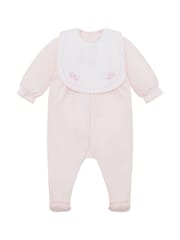 Emile Et Rose Pink Lisa All-In-One with Feet & Pretty Embroidered Bib - Image 2 of 7