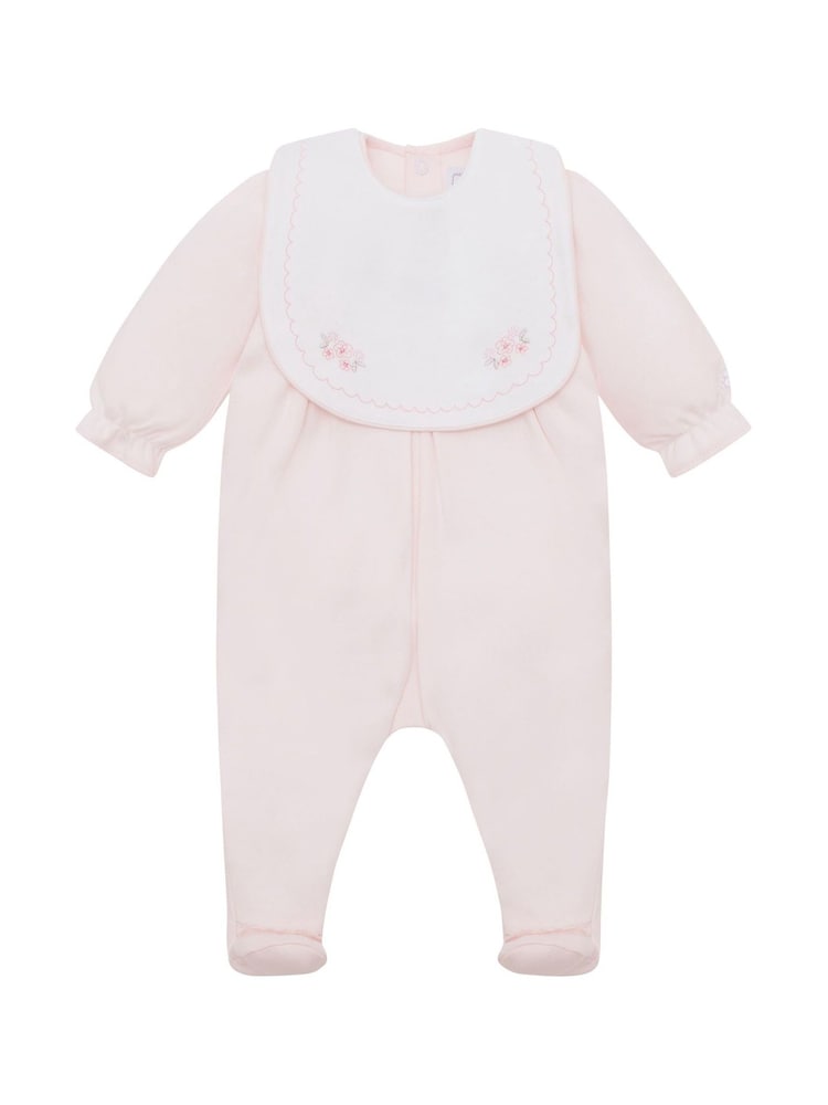 Emile Et Rose Pink Lisa All-In-One with Feet & Pretty Embroidered Bib - Image 2 of 7