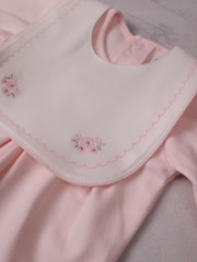 Emile Et Rose Pink Lisa All-In-One with Feet & Pretty Embroidered Bib - Image 5 of 7
