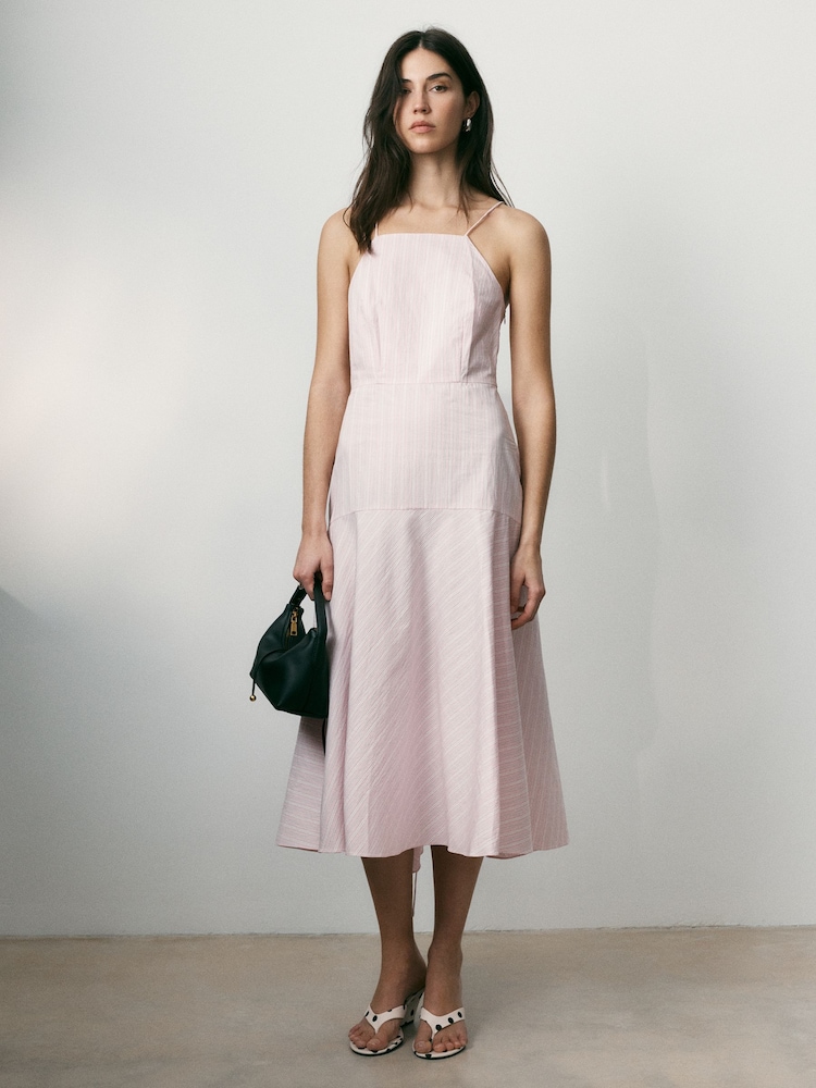 BHOEM Stripes Poplin Strappy Midi Dress - Image 1 of 4