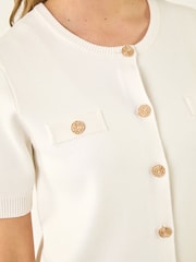 Roman White Buttoned Knit Top - Image 5 of 5