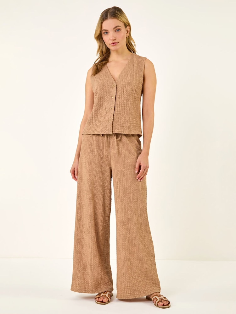 Roman Brown Crinkle Textured Waist Coat - Image 2 of 5