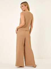 Roman Brown Crinkle Textured Waist Coat - Image 3 of 5