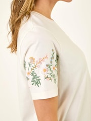 Roman White Embroidered Sleeve T-Shirt - Image 5 of 5