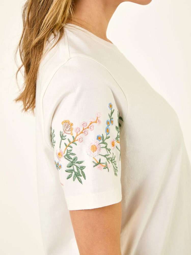 Roman White Embroidered Sleeve T-Shirt - Image 5 of 5