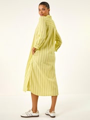 Roman Yellow Textured Stripe Shirt Dress - Image 3 of 5