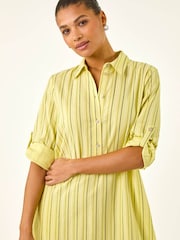 Roman Yellow Textured Stripe Shirt Dress - Image 4 of 5