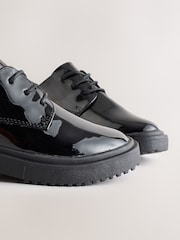 Black Patent Standard Fit (F) School Lace up Chunky Shoes - Image 4 of 5