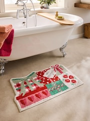 Cath Kidston Red Christmas Presents 100% Cotton Bath Mat - Image 1 of 3