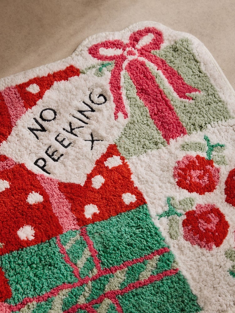 Cath Kidston Red Christmas Presents 100% Cotton Bath Mat - Image 2 of 3