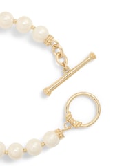 Lauren Ralph Lauren Gold Tone Pearl Toggle Flex Bracelet - Image 3 of 4