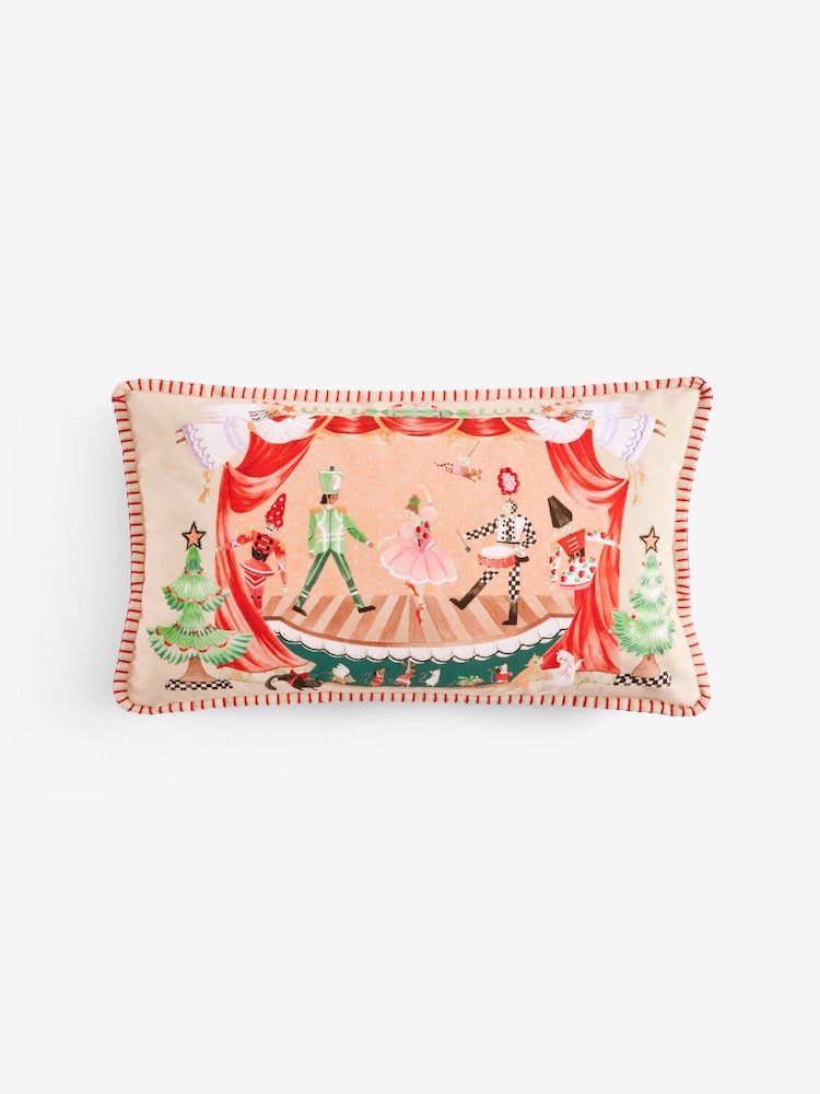 Cath Kidston Red Christmas Theatre Scene Cushion - Image 1 of 2