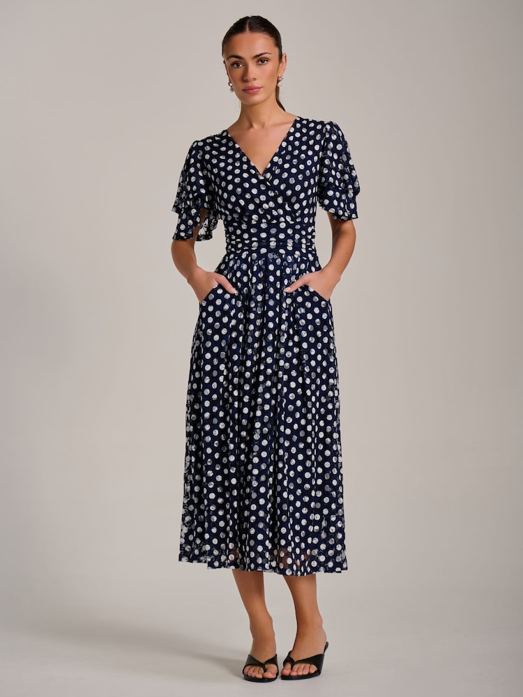 Blau - Jolie Moi Angel Sleeve Print Lace Maxi Dress - Bild 1 von 6