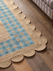 Cath Kidston Blue Gingham Border Jute Rug - Image 2 of 5