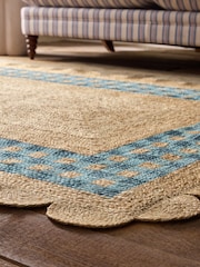 Cath Kidston Blue Gingham Border Jute Rug - Image 4 of 5