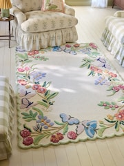 Cath Kidston Natural Butterfly Border Wool Rug - Image 1 of 5