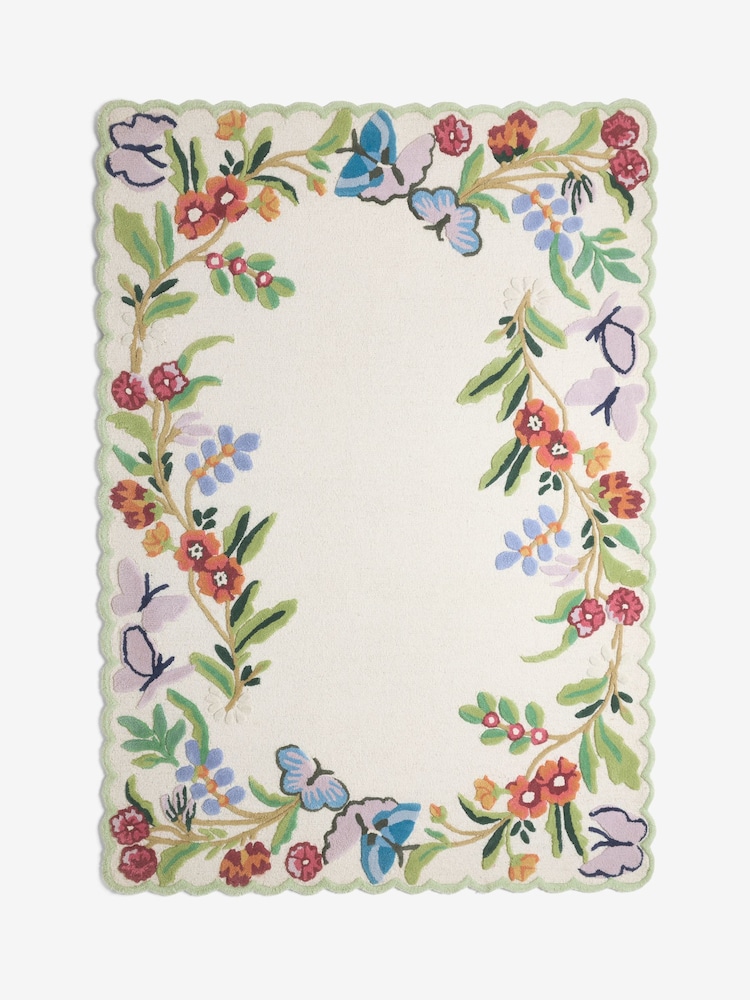 Cath Kidston Natural Butterfly Border Wool Rug - Image 5 of 5