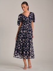 Marineblau - Jolie Moi Angel Sleeve Print Lace Maxi Dress - Bild 3 von 6