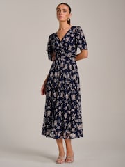 Marineblau - Jolie Moi Angel Sleeve Print Lace Maxi Dress - Bild 5 von 6