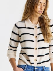 Simply Be Cream Button Through Collar Cardigan - Image 1 of 4
