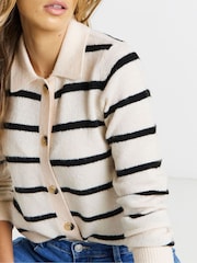 Simply Be Cream Button Through Collar Cardigan - Image 4 of 4