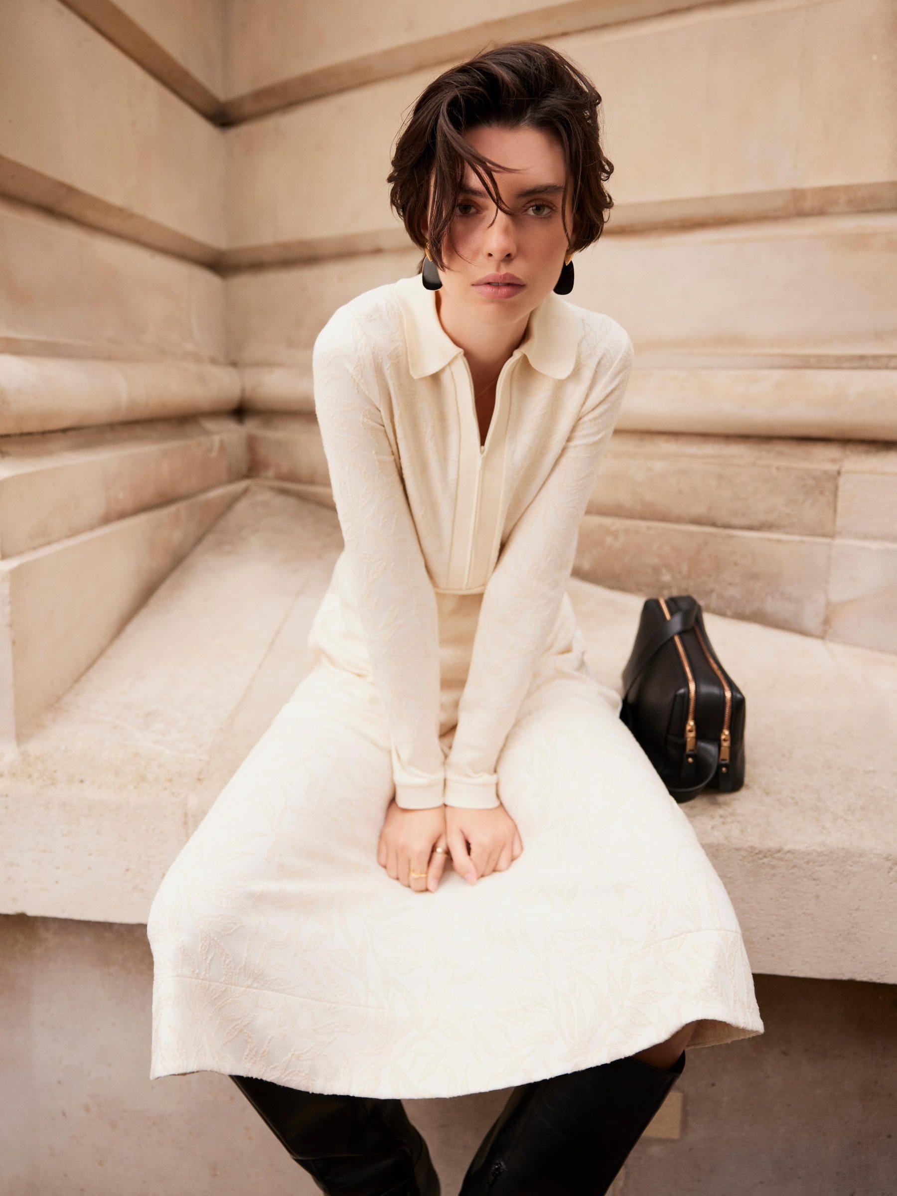 Buy Mint Velvet White Jacquard Zip Midi Dress from Next USA