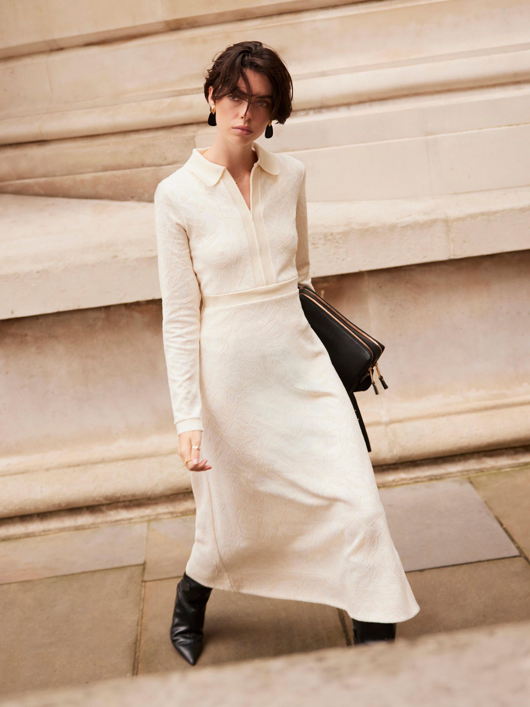 Buy Mint Velvet White Jacquard Zip Midi Dress from Next USA