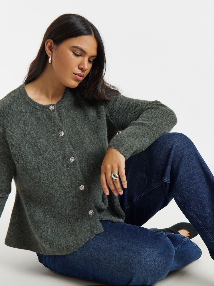 Simply Be Grey Peplum Cardigan - Image 1 of 4