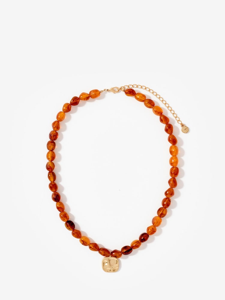 Mint Velvet Orange Beaded Charm Necklace - Image 1 of 3