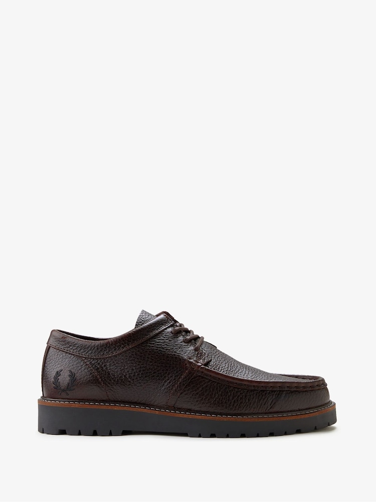 Fred Perry Brown Kenney Low Tumbled Leather Shoes - Image 1 of 1