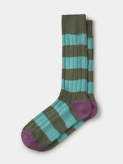 Aubin Green Rugby Striped Socks - Изображение 1 1
