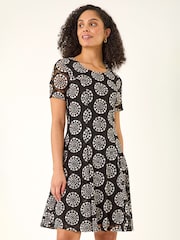 Roman Black Heart Circle Lace Stretch Dress - Image 2 of 5