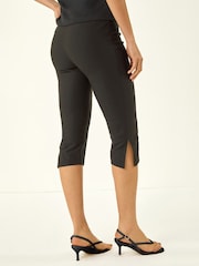 Roman Black Split Hem Bengaline Capri Trousers - Image 3 of 5
