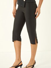 Roman Black Split Hem Bengaline Capri Trousers - Image 4 of 5