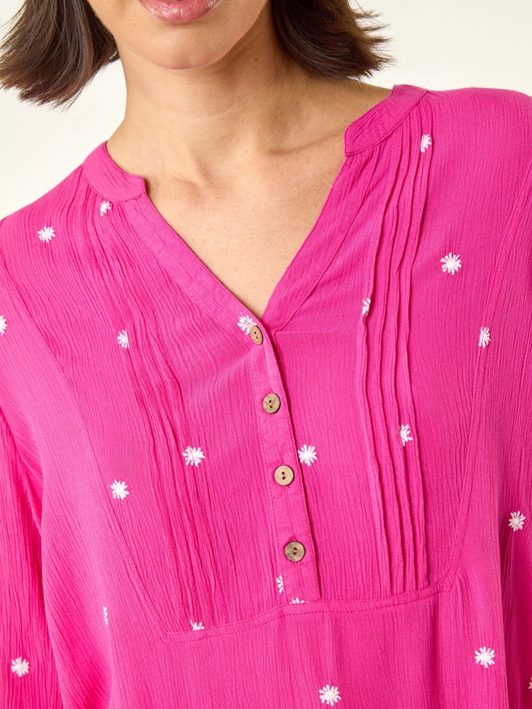 Roman Pink Embroidered Dot Top - Image 6 of 6