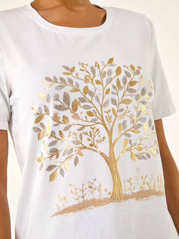 Roman חולצת טי עם הדפס עלים באפקט מתכתי - תמונה 5 מתוך 5