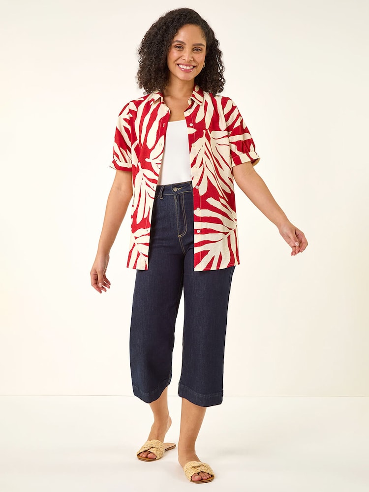 Roman Red Abstract Print Collared Shirt - Image 2 of 5