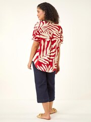 Roman Red Abstract Print Collared Shirt - Image 3 of 5